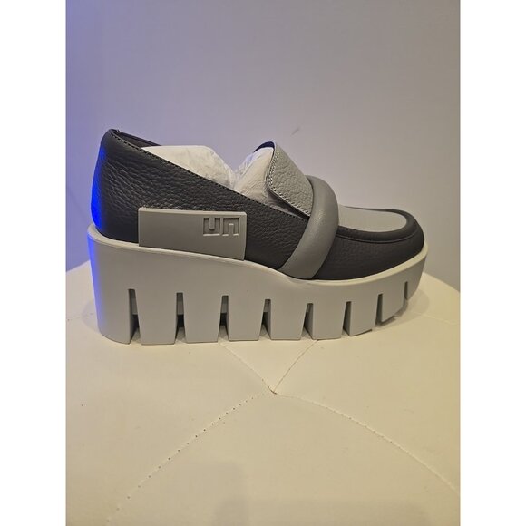 United Nude Shoes - United Nude Loafers Composite Grip Shoes Gray Leather Wedge Chunky Platform 40 9
